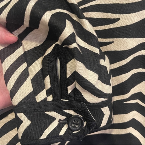 J CREW COLLECTION Sz 8 100% Linen Zebra Tiger Striped Print  Blazer Tan Black - Picture 11 of 11